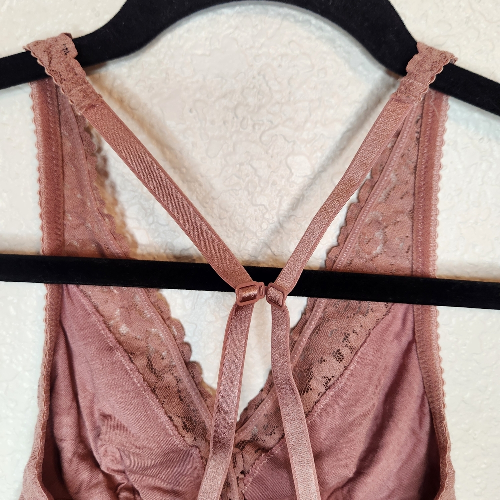 Felina Wireless Lace Bralette, Mauve Pink Size S - Picture 9 of 16